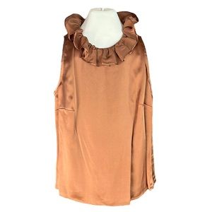 anjali kumar silk ruffle sleeveless blouse